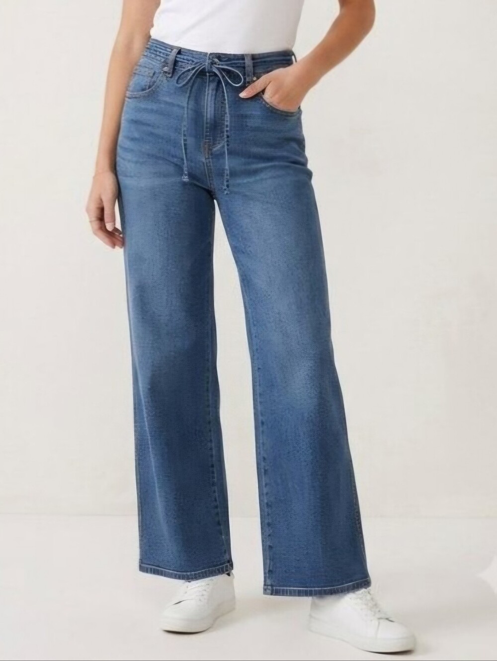 Rewash High Rise Wide Leg Sweatpant Jeans 28 Med Wash NWT